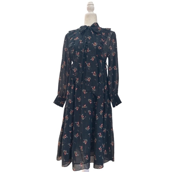 Masscob Floral Print Silk Ruffle Dress Whimsigoth Size XS - Picture 6 of 10